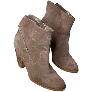 Nine West Hamelin Suede Chunky Heel Tan Booties